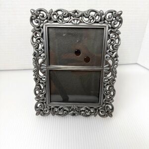 Vintage Art Nouveau Pewter Dual Portrait Picture Photo Frame 3.5" x 2.5"